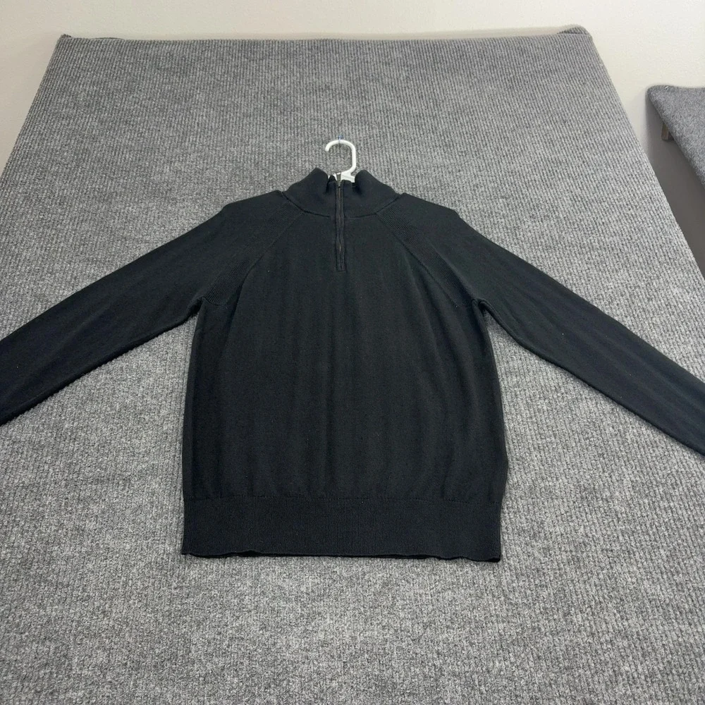 Banana Republic Sweater Mens M Black Cotton Cashmere Quarter Zip Classic